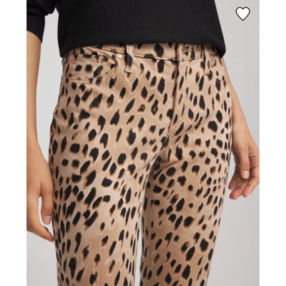 NEW Chico's So Slimming Leopard Girlfriend Slim Ankle High-Rise Denim Jeans 10 - Picture 3 of 15